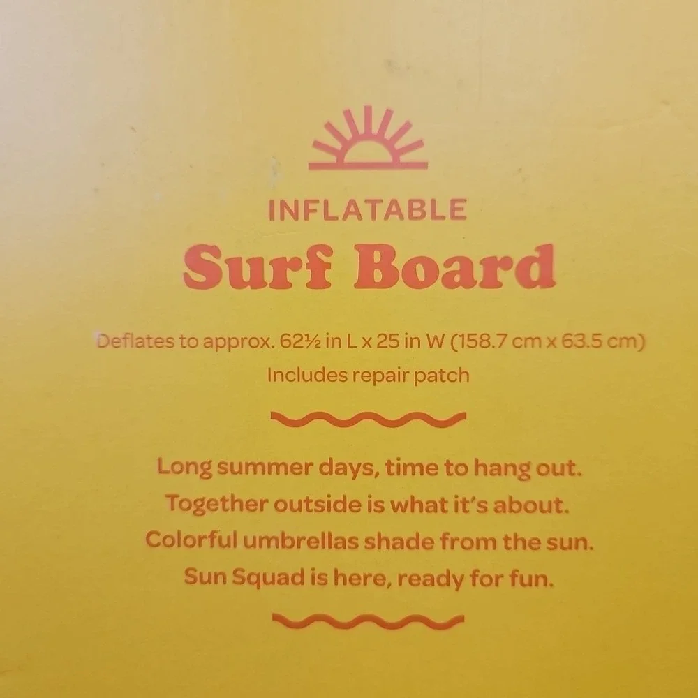 Sun Squad Inflatable Surf Board Pool Float‎ Raft Lounger 5 Feet Long New